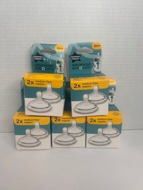 Lot Of 5/ 2pc Tommee Tippee Advanced Anti Colic Medium Flow Nipples 10 Total